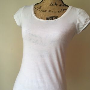 H&M 100% cotton white scoop neck tee shirt, S
